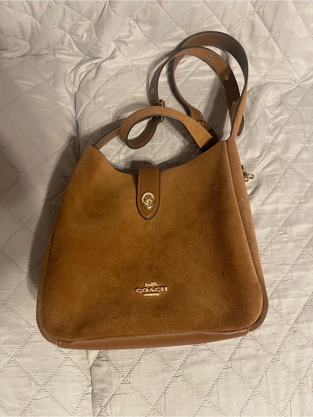 Coach Brown Suede & Leather Hobo Shoulder Bag